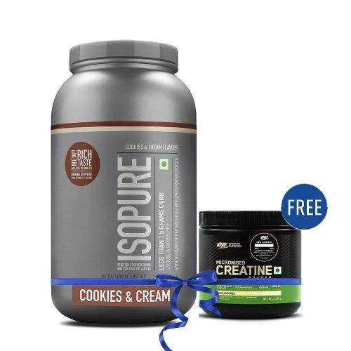 ISOPURE Whey Protein Isolate 2KG Cookies and Cream with Free ON Creatine 250G Suppliers, Distributors, Franchise in Haryana